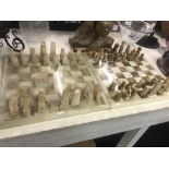 Two onyx chess sets,