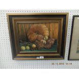 A framed acrylic painting still life signed R Carmella 74,