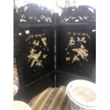 Two fold Chinoiserie carved screen
