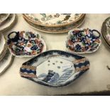 Two aesthetic movement Copeland plates plus three other plates