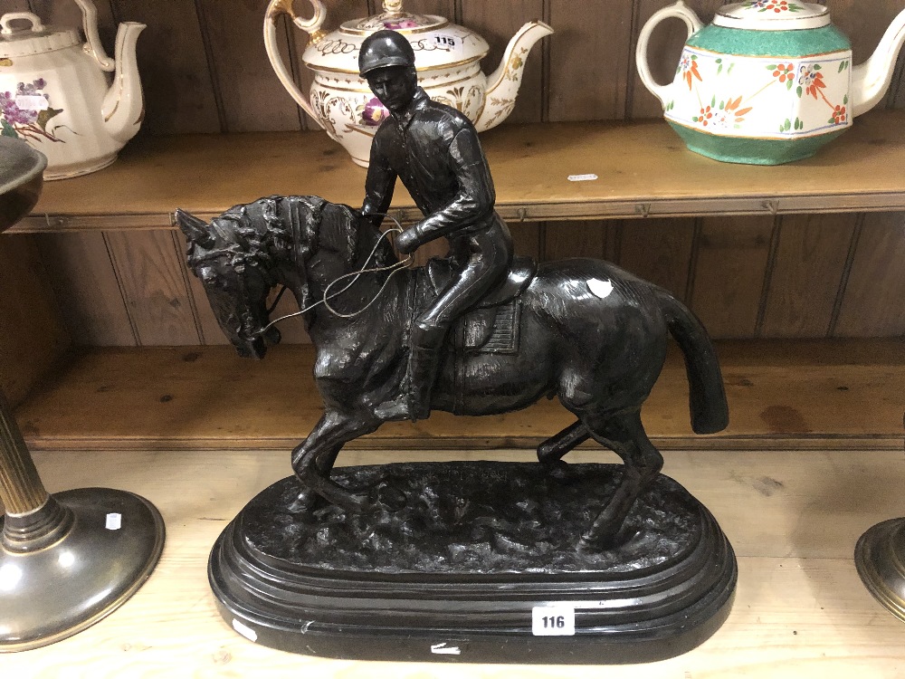 A bronze horse and jockey