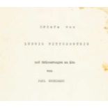 Wittgenstein, Ludwig - - Engelmann, Paul. Briefe von Ludwig Wittgenstein und Erinnerungen an ihn.
