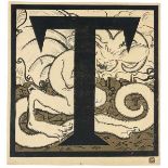 Moor (Orlow), Dmitri S. Initiale T mit figürlich-apotropäischem Ornament. 1920er Jahre. Holzschnitt,