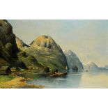 Kaufmann, Karl (Pseudonym: H. Elmblad). Romsdalfjord (Norwegen). Öl auf Leinwand. Links unten