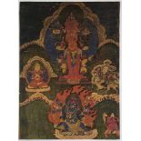 Asien - Tibet - - Thangka mit Sechsarmigem Mahakala. Gouache auf Leinen. Tibet, Gelug-Schule, wohl