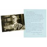 Hesse, Hermann. Maschinenschriftlicher Brief auf der Rückseite eines Bogens des Hotel Waldhaus, Sils