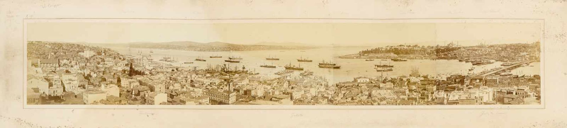 Türkei - - Berggren, Guillaume Gustave. Panorama von Konstantinopel. 10 Original-Photographien auf 2