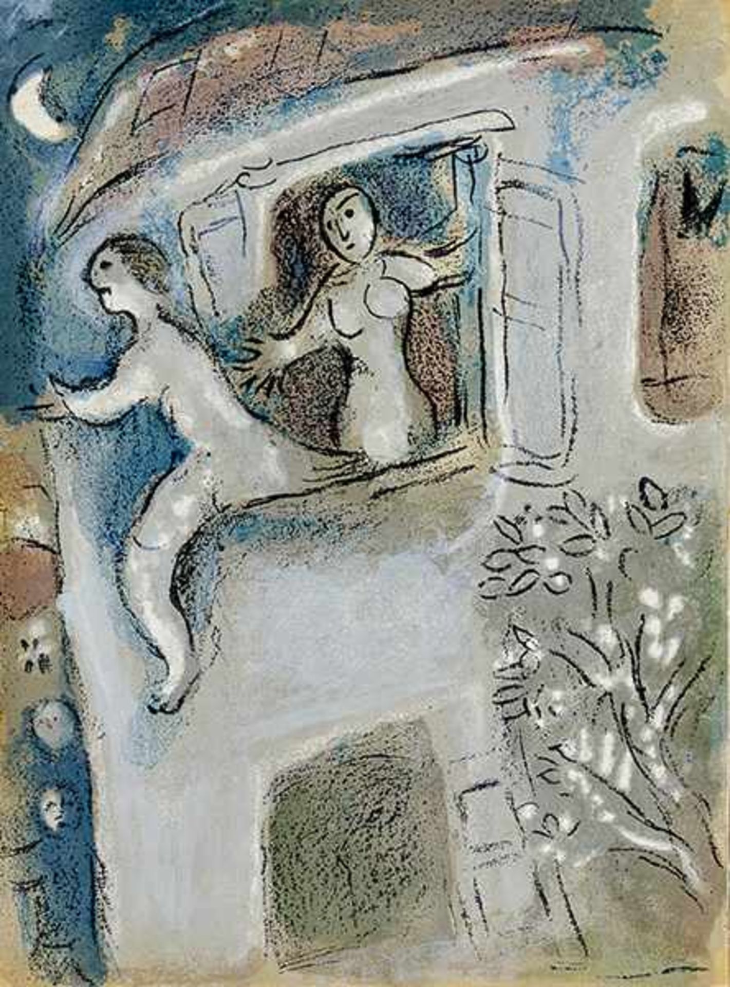 Chagall, Marc. Dessins pour la Bible. Texte par Gaston Bachelard. Mit 24 Original-Farblithographien, - Bild 3 aus 3