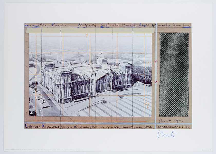 Christo und Jeanne Claude. Wrapped Reichstag. Project for Berlin. Offset-Lithographie mit - Image 2 of 2