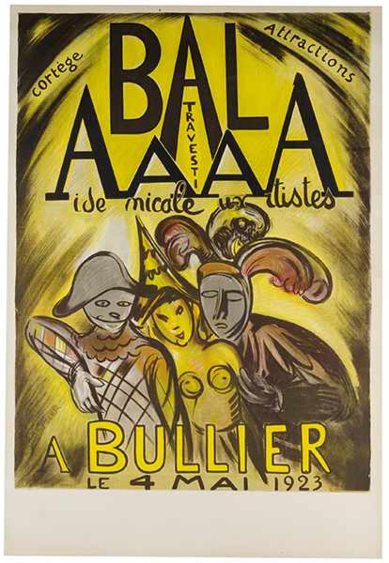 Plakate - - Friesz, Othon. Bal Travesti Aide Amicale aux Artistes a Bullier. Farbig lithographiertes