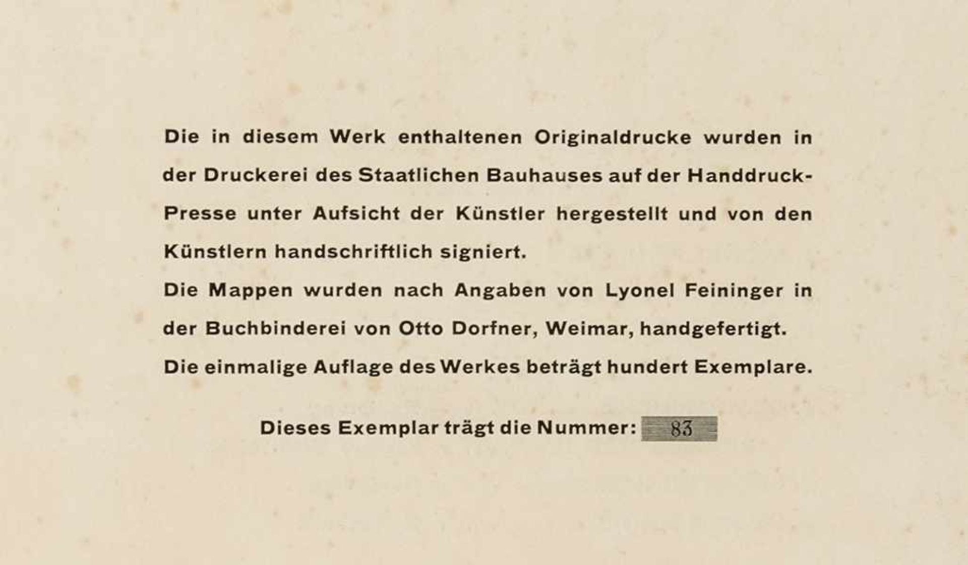 Bauhaus - - Meistermappe des Staatlichen Bauhauses 1923. Daraus Einzeln: Titelblatt. München-Weimar, - Bild 2 aus 2