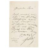 LIszt, Franz von. Eigenhändiger, einseitiger Brief an einen "geehrten Herrn". Von Liszt voll