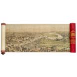 Europa - Großbritannien - - Panorama of London and the river Thames. Farbig illustriertes