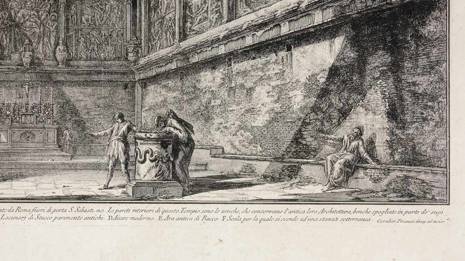 Piranesi, Giovanni Battista. Veduta interna dell' antico Tempio di Bacco in oggi Chiesa di S. Urbano - Bild 2 aus 5
