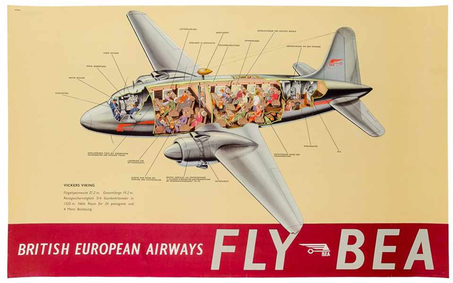 Plakate - - British European Airways - Fly BEA. Farbiges Plakat. Offset. York und London, Druck