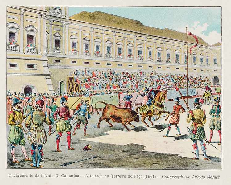 Stierkampf - - Noronha, Eduardo de. Historia das Toiradas. Mit 33 farbigen Tafeln. Lissabon, - Image 2 of 3