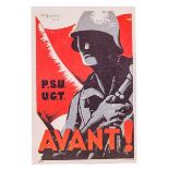 Spanischer Bürgerkrieg - - P.S.U. - U.G.T. Suite von 20 farbigen Propaganda-Postkarten der