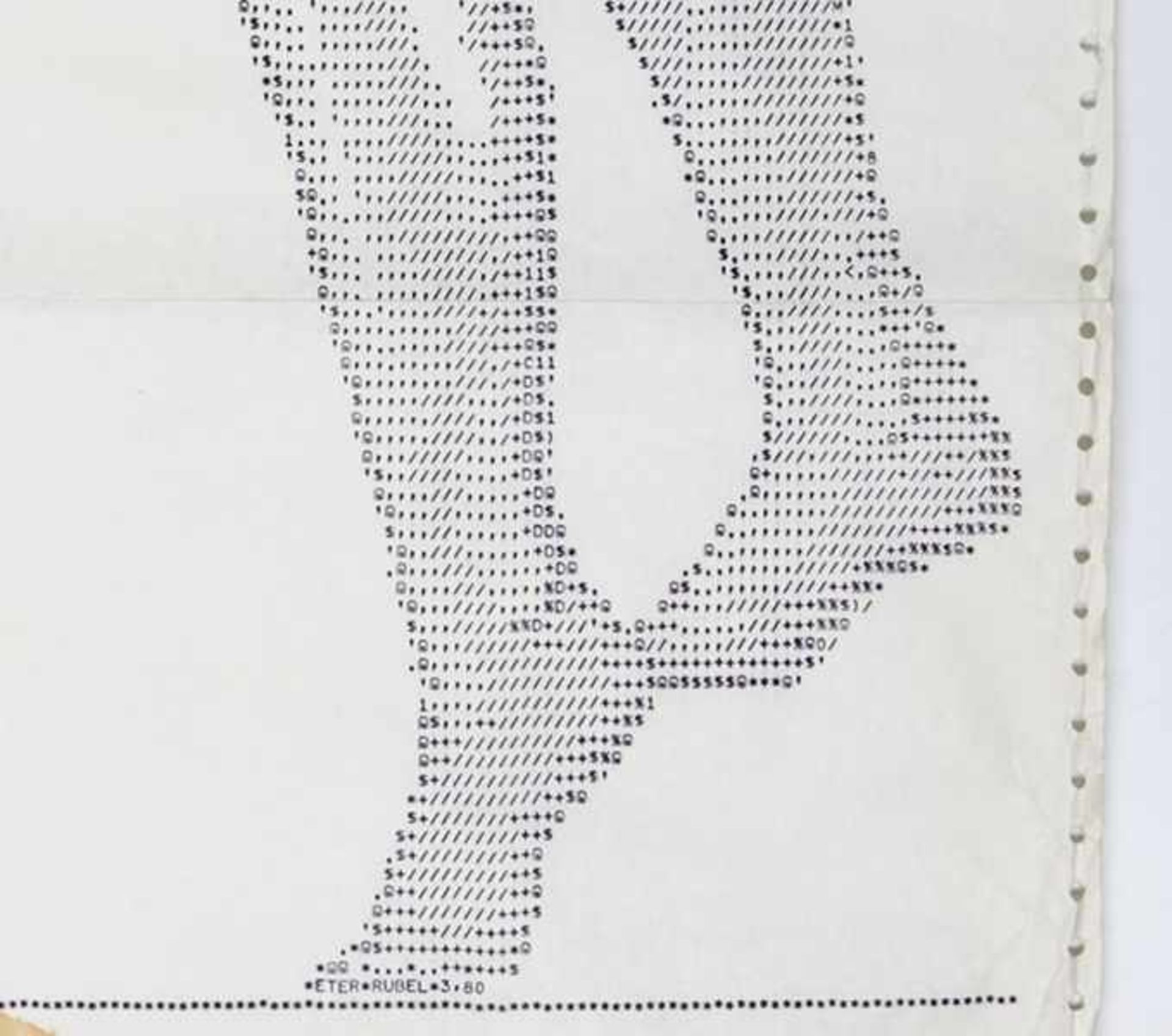 ASCII Art - - Pin-up. Nadeldrucker auf Endlospapier. In der letzten Zeile signiert mit "*ETER* - Bild 4 aus 5
