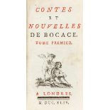Boccaccio, Giovanni. Contes et nouvelles de Bocace. 2 Bände. Mit 2 gestochenen Titelvignetten und