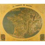 Globen - Astronomie - - Reliefkarte Frankreich. Dijon um 1855, bezeichnet mit "La France en