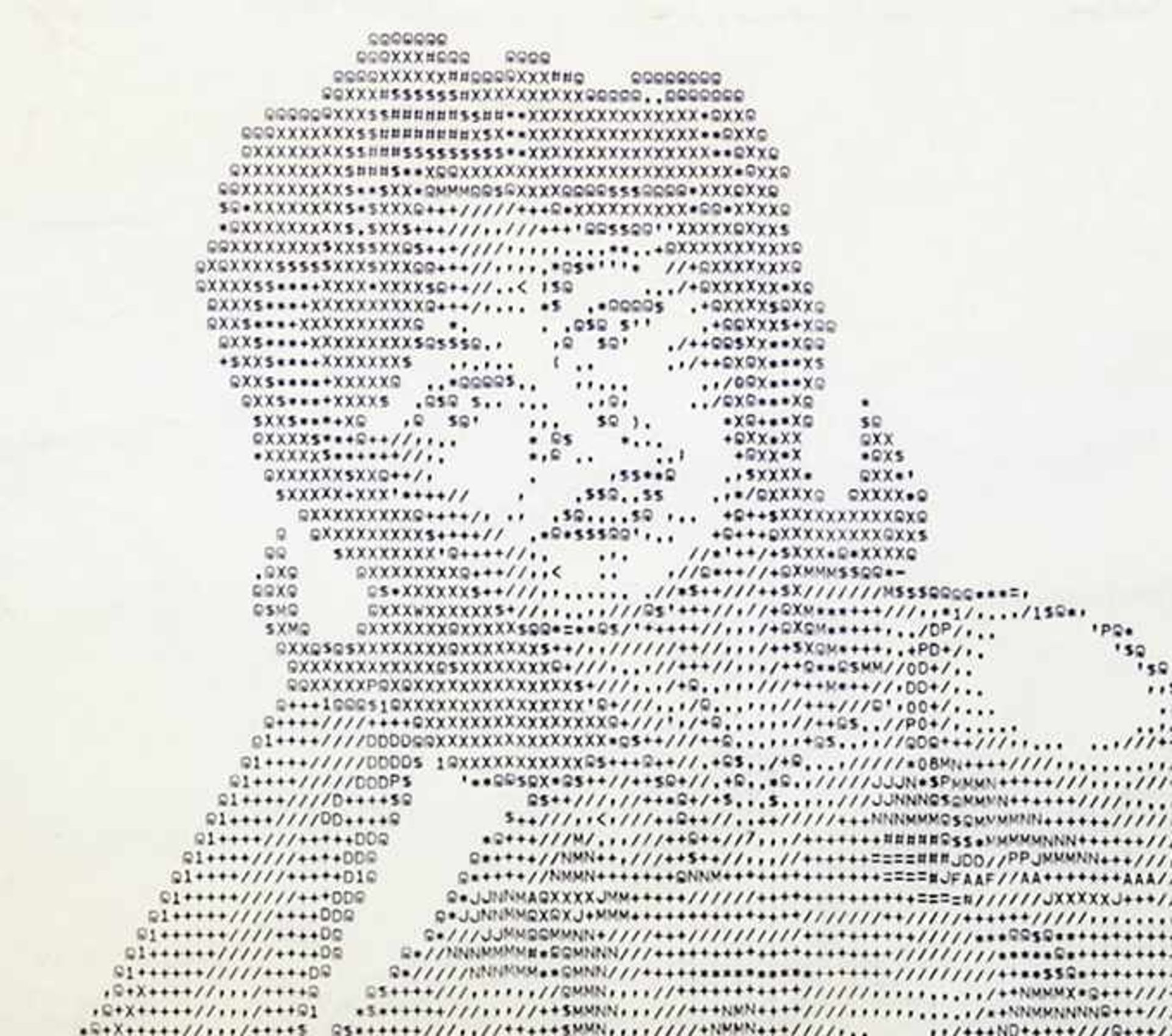 ASCII Art - - Pin-up. Nadeldrucker auf Endlospapier. In der letzten Zeile signiert mit "*ETER* - Bild 2 aus 5