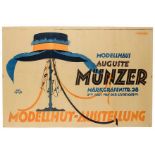 Plakate - - Hoffmüller, Reinhard. Modellhut-Ausstellung. Modellhaus Auguste Münzer. Farbig