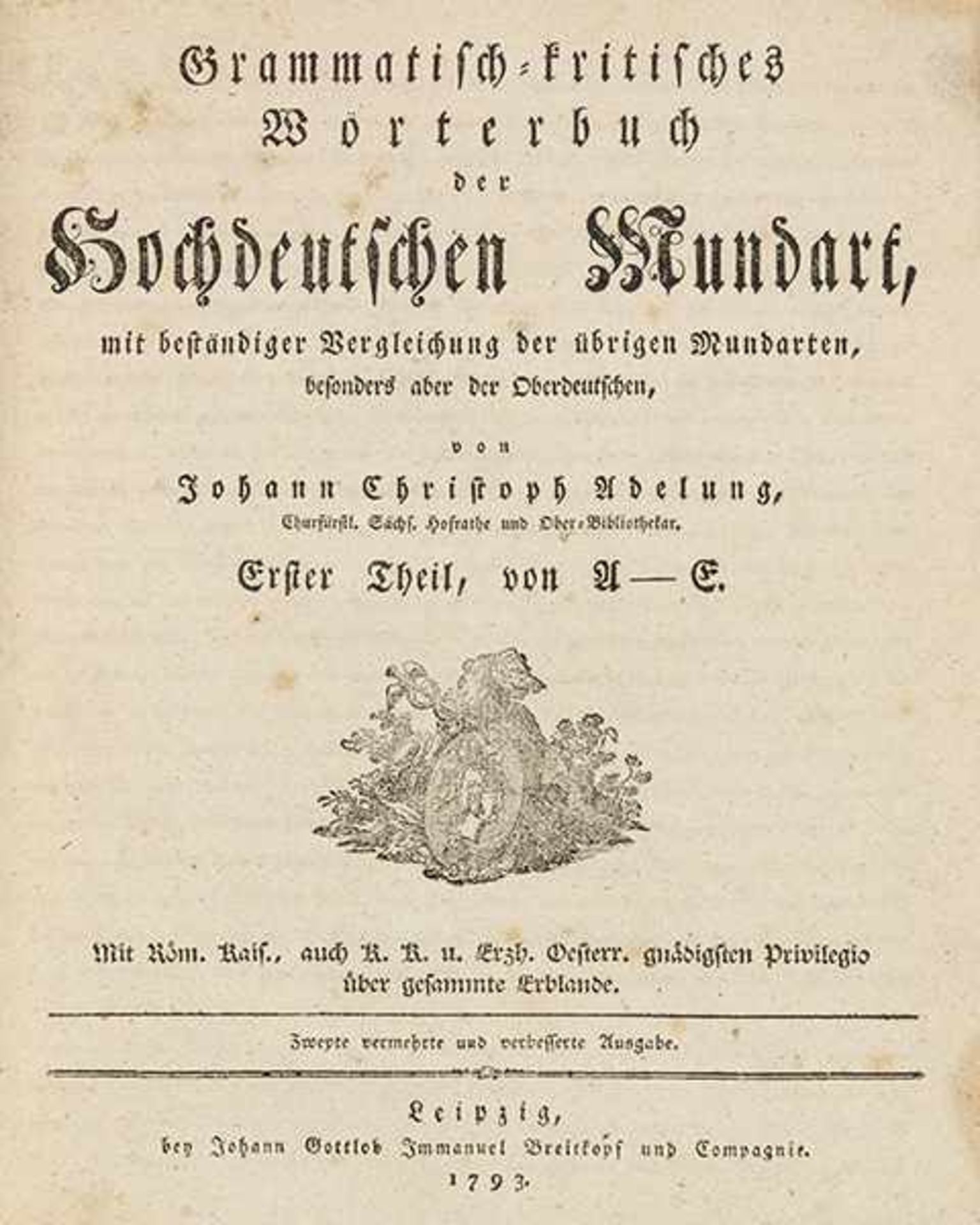 Sprachwissenschaft - - Adelung, Johann Christoph. Grammatisch-kritisches Wörterbuch der
