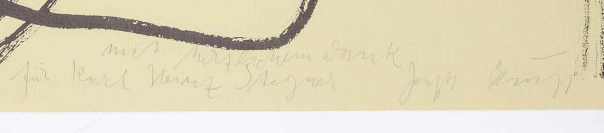 Beuys, Joseph. Schwimmer unter Wasser. Blatt aus "Spur I". Lithographie auf gelblichem Bütten. Links - Bild 2 aus 3