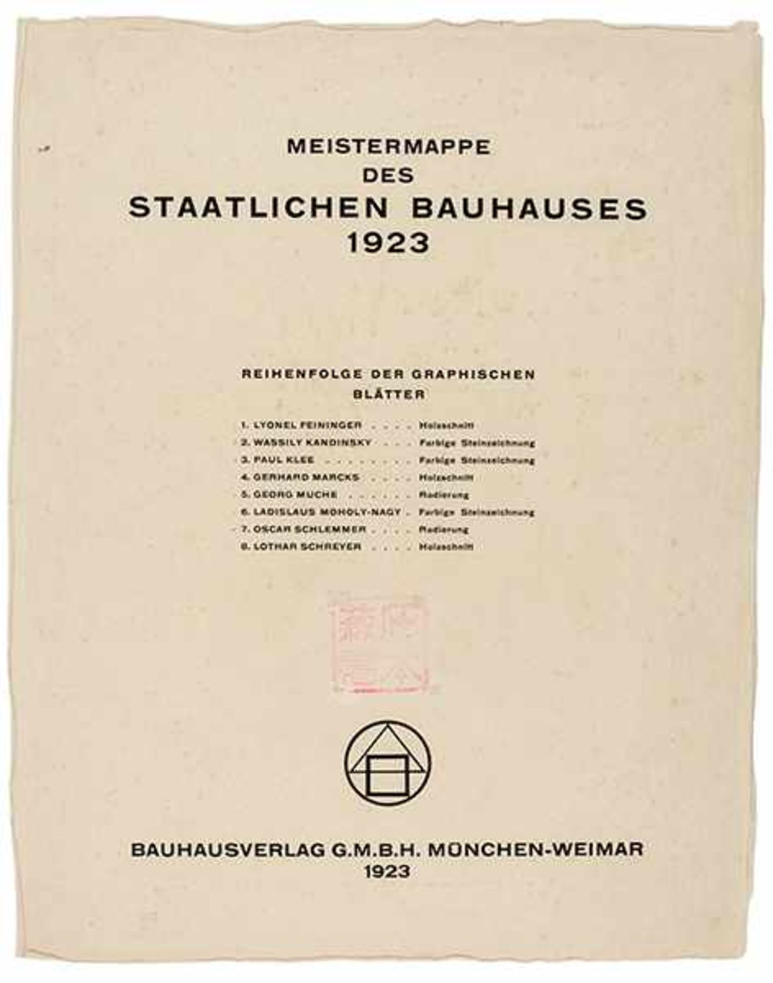 Bauhaus - - Meistermappe des Staatlichen Bauhauses 1923. Daraus Einzeln: Titelblatt. München-Weimar,