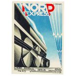 Werbung - - Cassandre, A. M. (das ist: Adolphe Mouron). Nord-Express. Werbekarte von Nord-Express