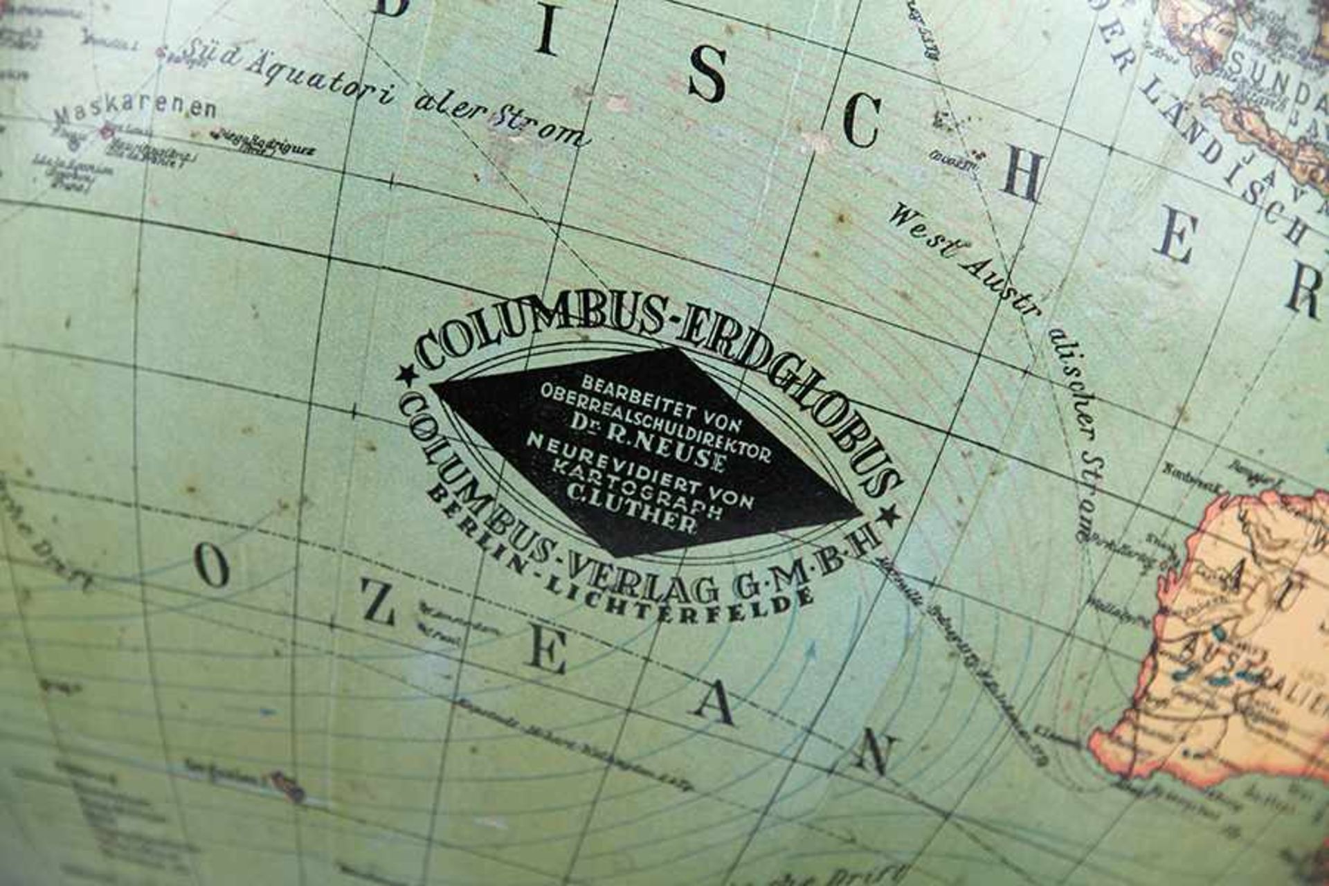 Globen - Astronomie - - Erdglobus Columbus Verlag. Berlin um 1925, bezeichnet "Columbus-Erdglobus, - Bild 4 aus 4