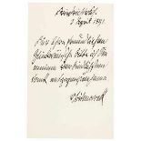 Bismarck, Otto von. Eigenhändiger, datierter und signierter Brief an Carl Bollmann. Tinte auf