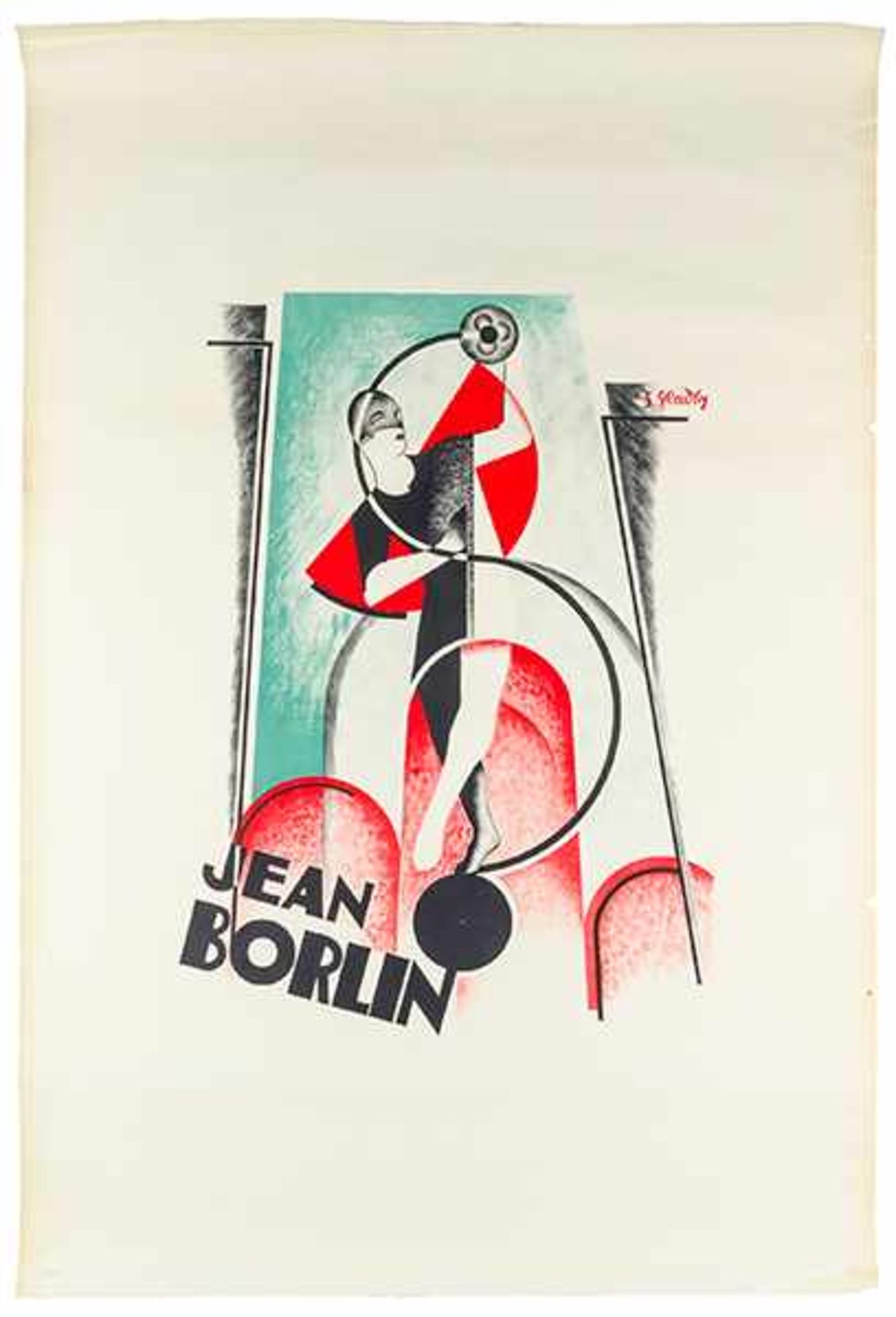 Plakate - - Gladky, Serge. Jean Börlin. Farbig lithographiertes Plakat. (Paris, 1929.) 119,5 x 80, - Bild 2 aus 2