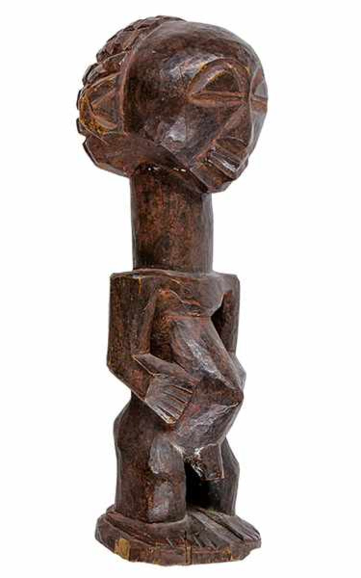 Afrikana - - Männliche Figur. Luba. Holz. Größe: 34 x 11 x 12 cm.Mit leichten Gebrauchsspuren. -