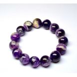 Bracelet boules d'améthystes NATURELLES diamètre 14 mm -