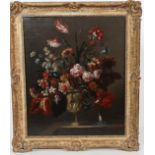 TABLEAU "NATURE MORTE AUX FLEURS" ECOLE ITALIENNE XVIIè Huile sur toile [...]