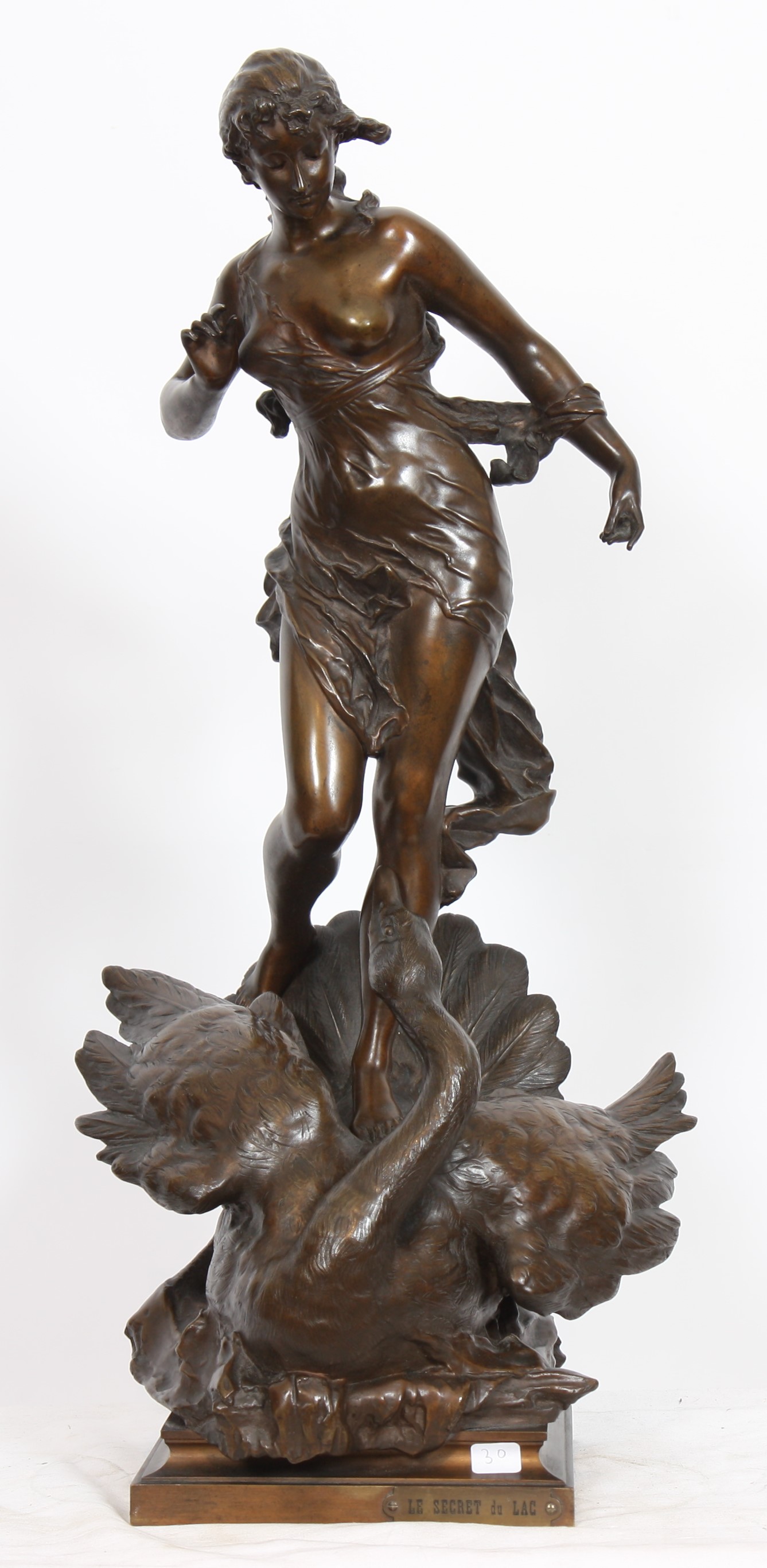 GROUPE EN BRONZE "JEUNE FEMME AU CYGNE DITE LE SECRET DU LAC" DE EDOUARD DROUOT [...]