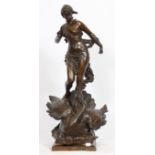 GROUPE EN BRONZE "JEUNE FEMME AU CYGNE DITE LE SECRET DU LAC" DE EDOUARD DROUOT [...]