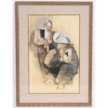 AQUARELLE "COUPLE DE PAYSANS" 1959 DE MANOLO RUIZ PIPO (1929-1999) Aquarelle et [...]