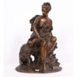 GROUPE EN BRONZE "FEMME AU LION" DE CARRIER ET FRATIN Bronze patiné, reposant sur [...]