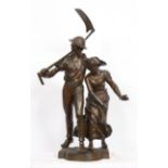 GROUPE EN BRONZE "COUPLE DE FAUCHEURS" DE ALFRED BOUCHER (1850-1934) Bronze patiné, [...]