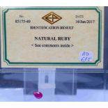 Sous certificat un rubis de forme Poire NATUREL de belle couleur probablement Birman [...]