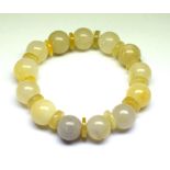 BRACELET EN BOULES DE CALCEDOINE BLANC ET JAUNE 14MM -