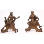 PAIRE DE CHENETS "COUPLE DE DIEUX ANTIQUES" EN BRONZE REGENCE XIXè En bronze [...]