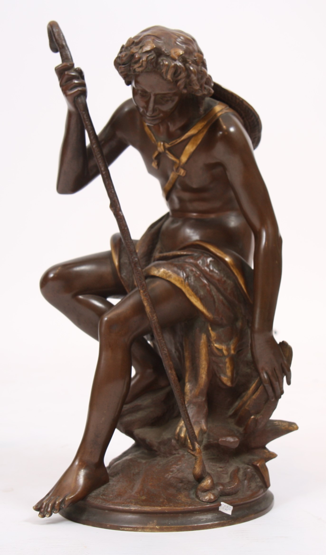 BRONZE "JEUNE PATRE ASSIS" DE JEAN BULIO (1827-1911) En bronze à patine marron et [...]