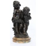 IMPORTANT GROUPE EN BRONZE "ENFANTS AU NID" DE AUGUSTE MOREAU (1834-1917) Bronze à [...]