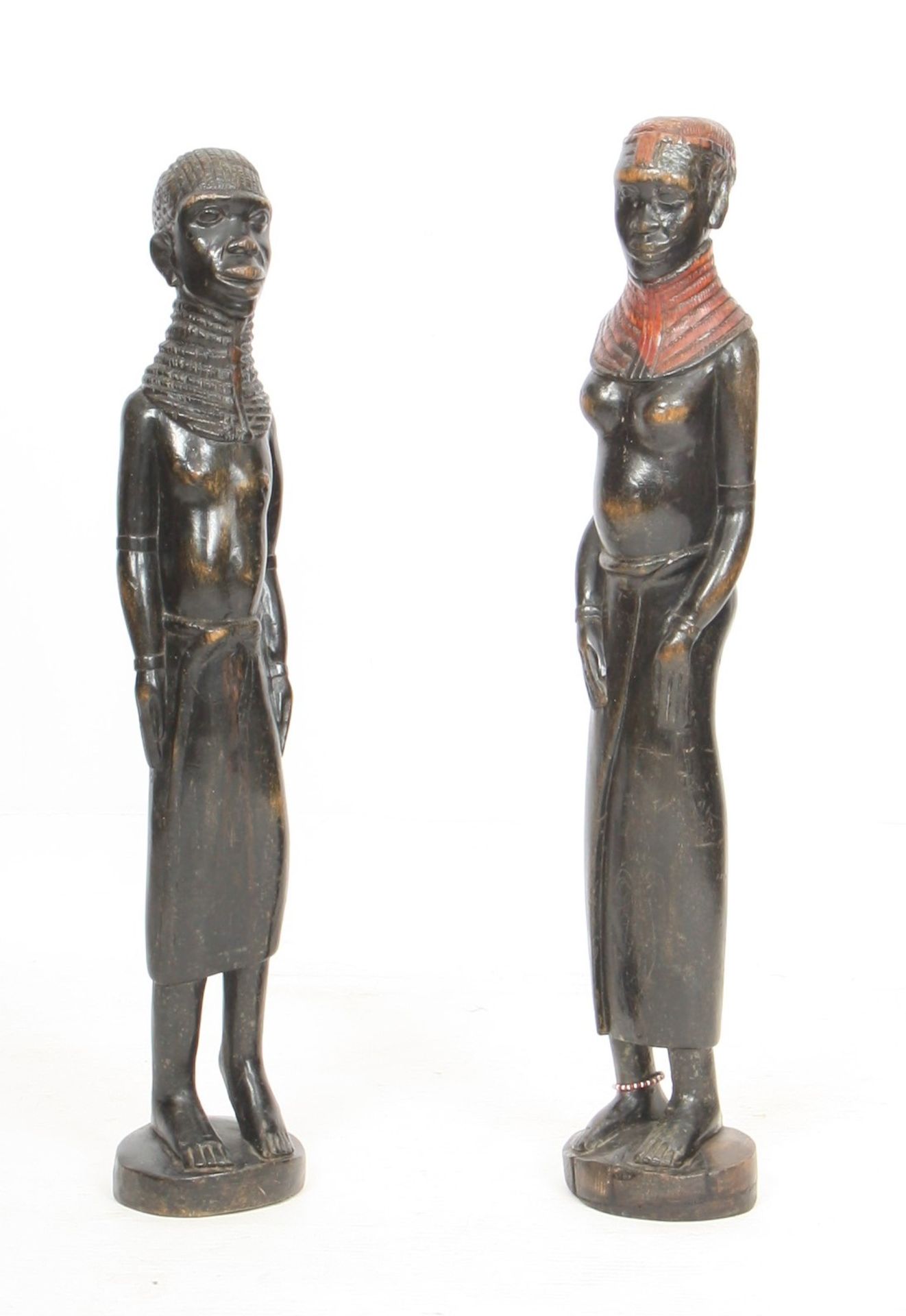 Paire de statuettes en bois "couple MASAI" KENYA H : 66/68 cm - - Bild 2 aus 6