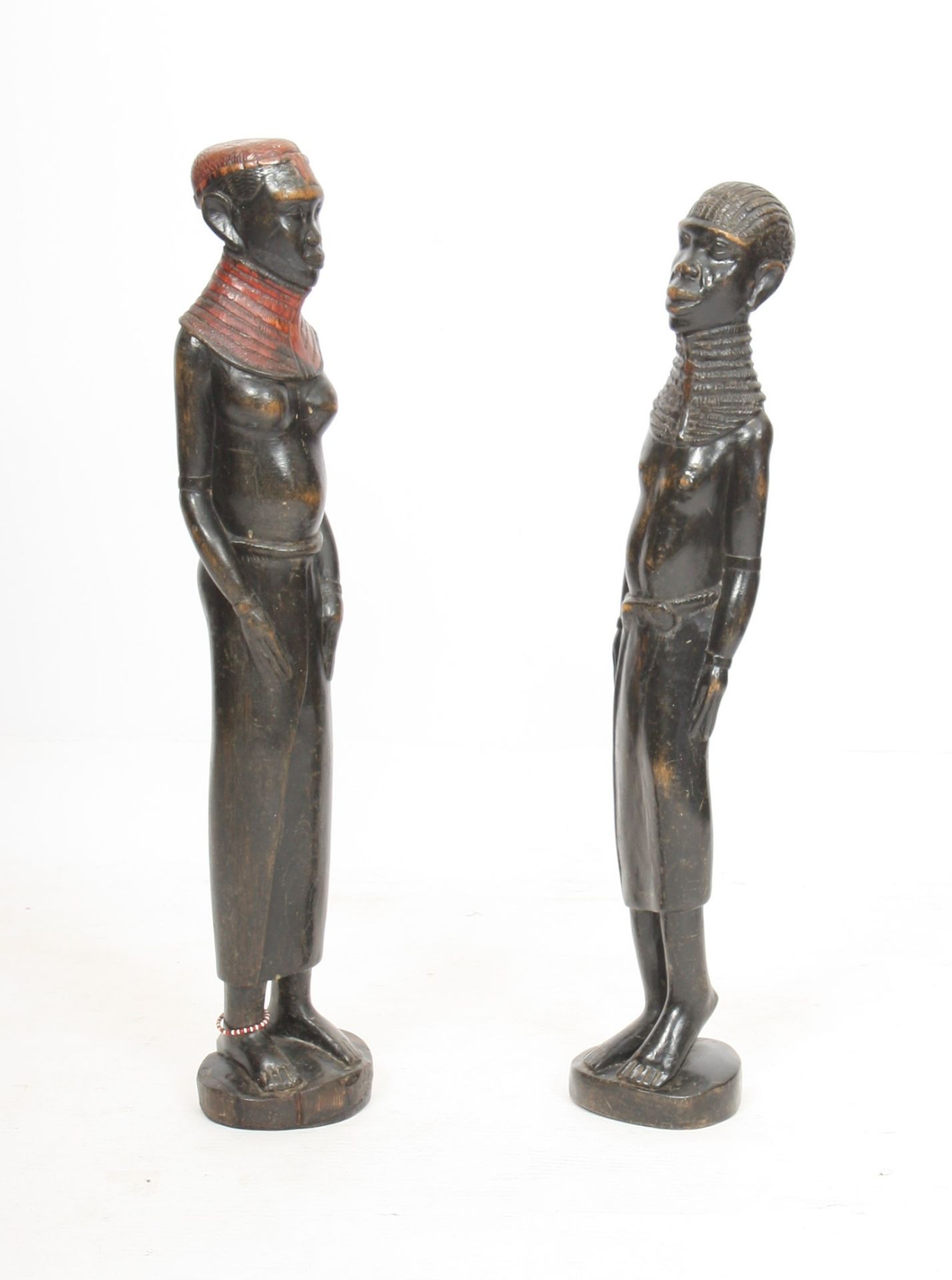 Paire de statuettes en bois "couple MASAI" KENYA H : 66/68 cm - - Bild 3 aus 6