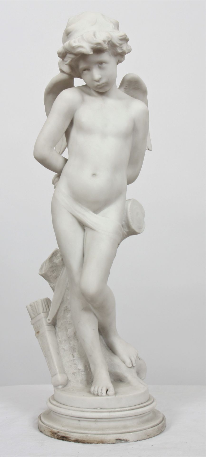 MARBRE "AMOUR PENSIF" DE DENISE DELAVIGNE XIX-XXè En marbre blanc statuaire, [...]