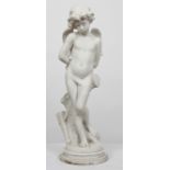 MARBRE "AMOUR PENSIF" DE DENISE DELAVIGNE XIX-XXè En marbre blanc statuaire, [...]